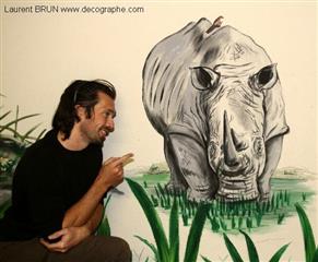 peinture murale d'un rhinocéros