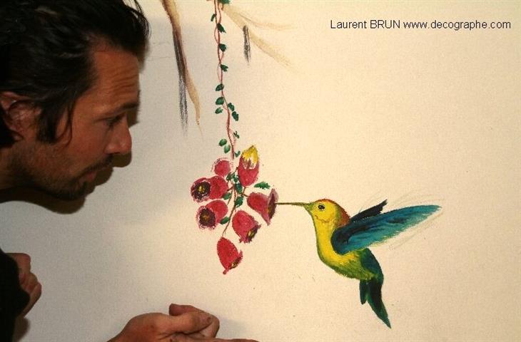 peinture murale d'un colibri