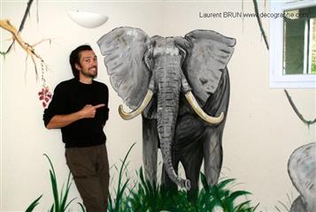peinture murale d'un éléphant d'afrique
