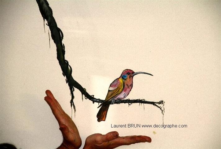 peinture murale d'un colibri