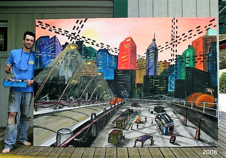 peinture du décor d'une ville futuriste 5ème élément