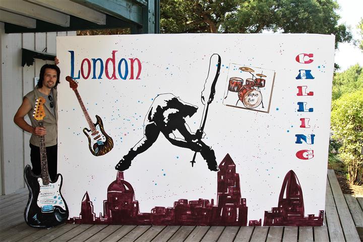 décor en peinture de l'album de clash london calling