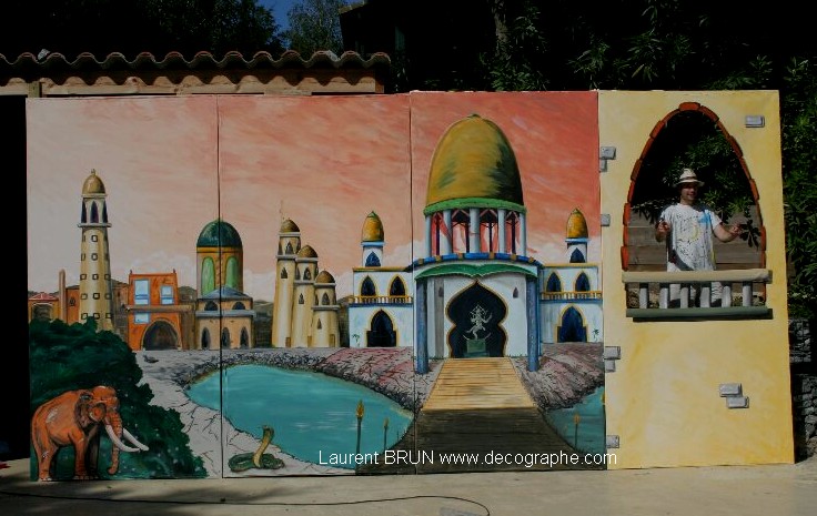 décor et fresque murale sur l'inde bollywood la ville indienne