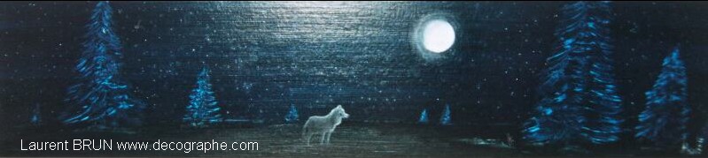 Tableaux et peintures animalières un loup et la lune