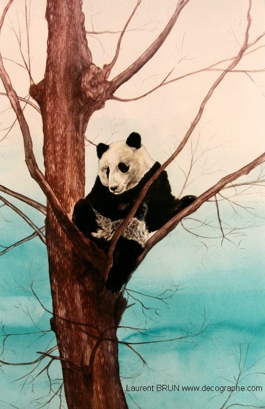 tableau aquarelle d'un panda