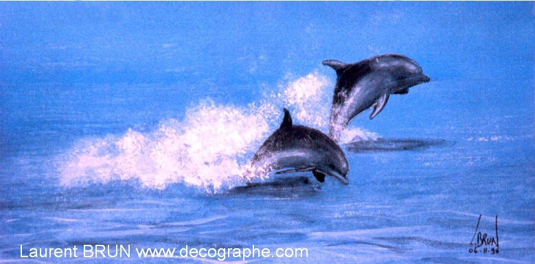 peinture du saut des dauphins