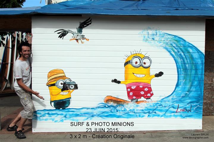 Les Minions SURF fresque murale Moliets