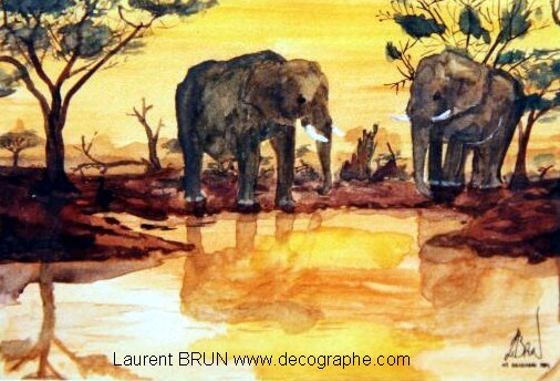 peinture d'un éléphant d'afrique