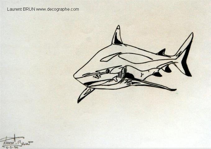 dessin d'un requin bleu