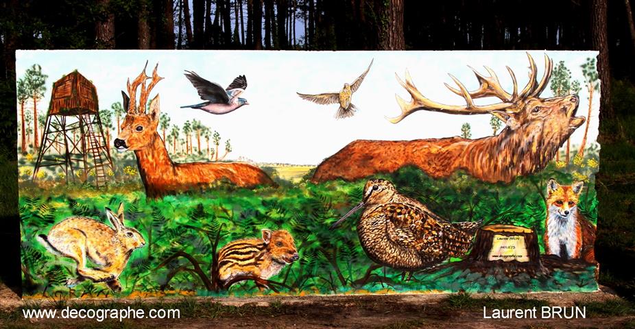 décor peint fresque murale sur les animaux de la commune de Messanges
