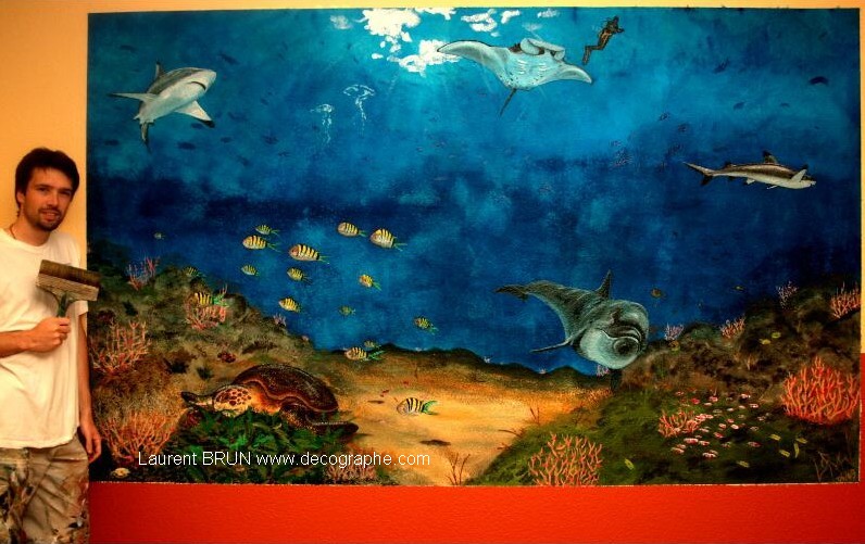 fresque murale sur un fond sous marin