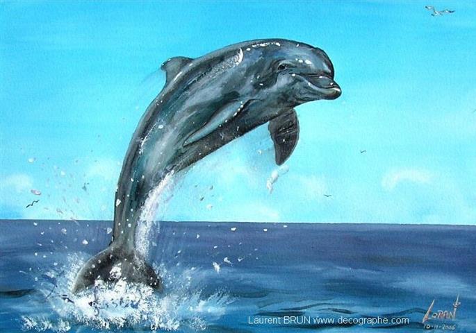 peinture du saut d'un dauphin
