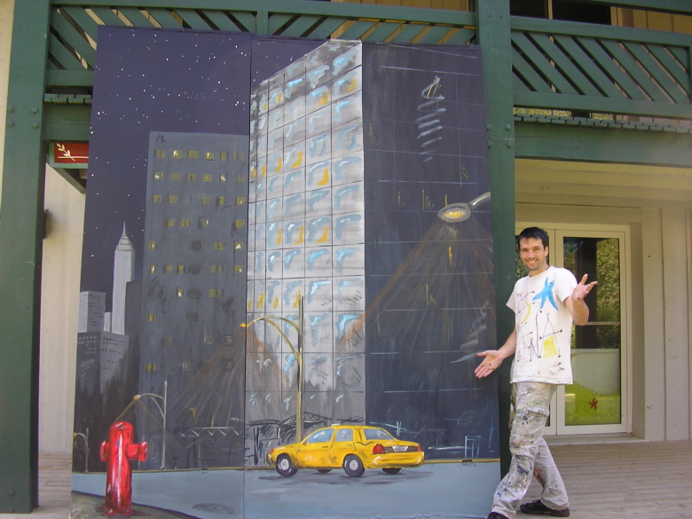 décor en peinture d'une rue de new york